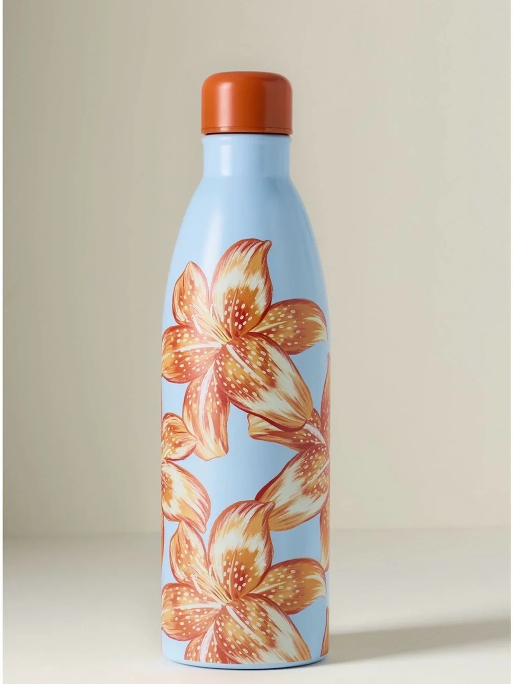 Farm Rio Insulated Floral Water Bottle - Blue Orange Flower Design | 17 oz NWT